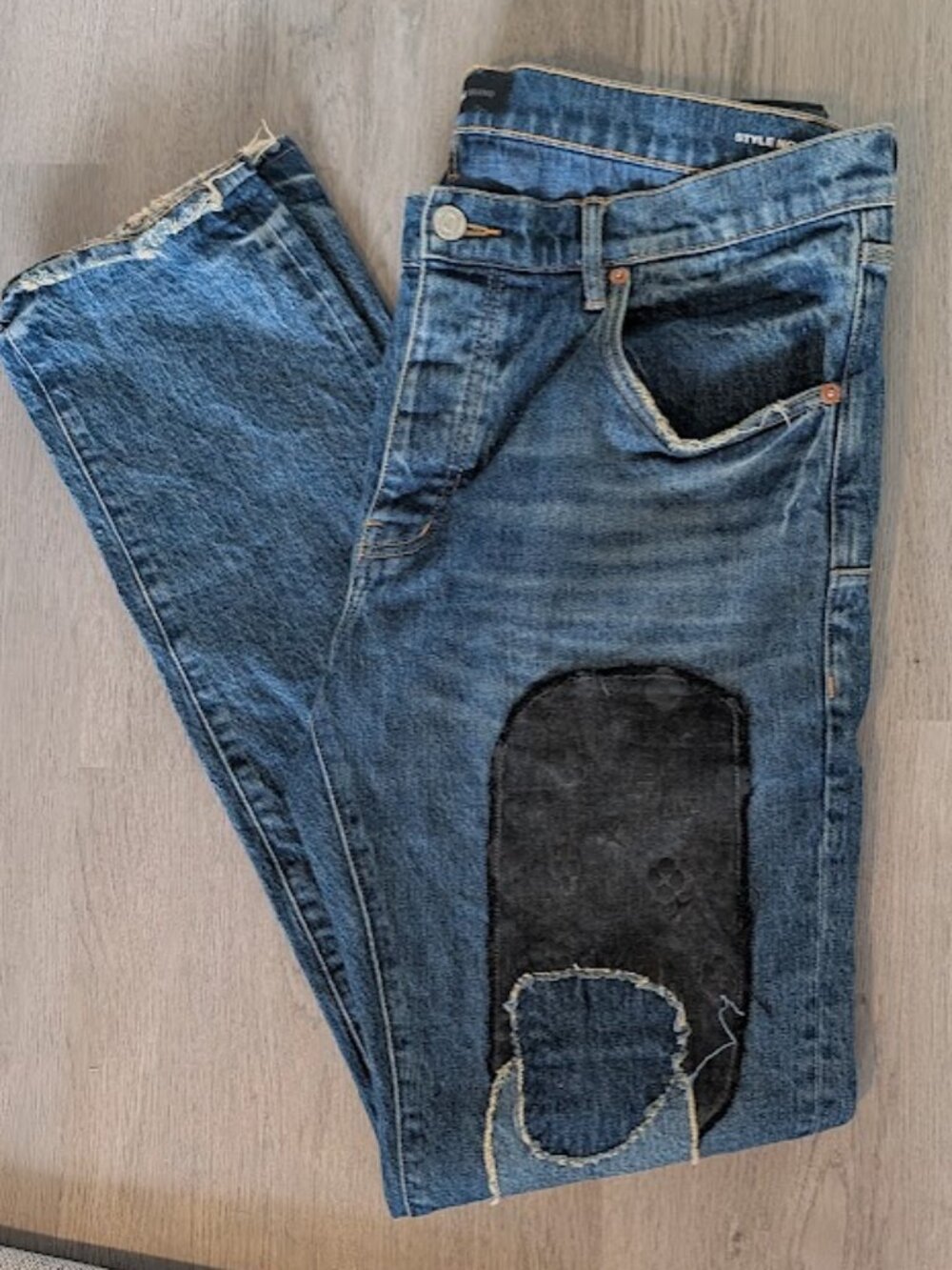 Purple Brand Jeans Mens Distressed Patchwork Denim Blue Repaired Grunge 38 x 34